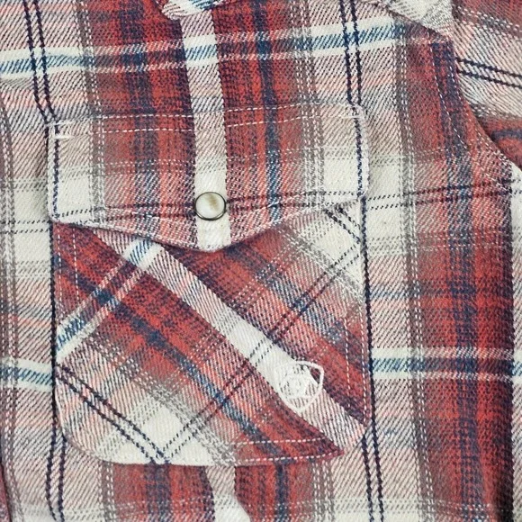 Ariat Shirt Mens Medium Red Plaid Flannel Western Pearl Snap Long Sleeve Retro - Picture 4 of 9